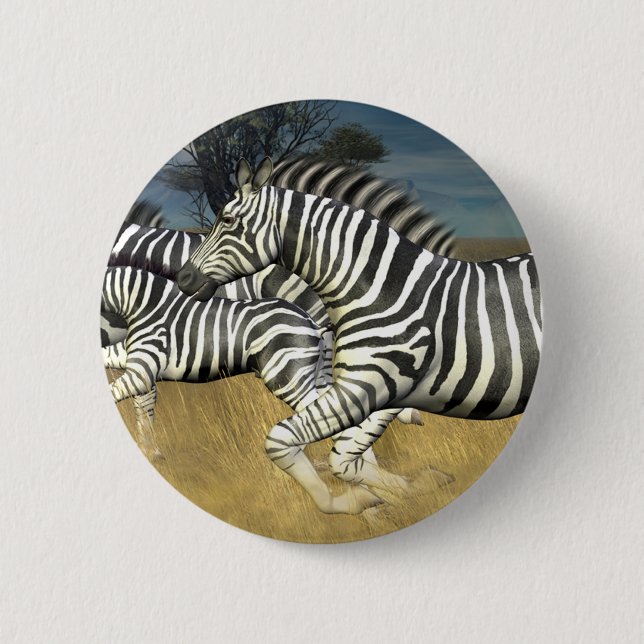 Racing Stripes - Zebra 2 Inch Round Button (Front)