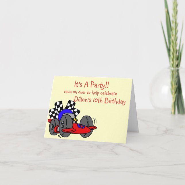 Racing Themed Birthday Invitations (Front)