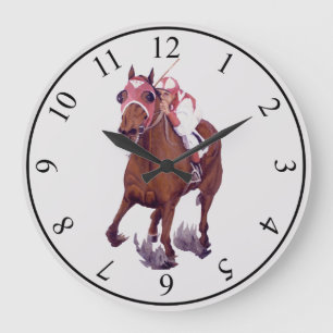 Racing Thoroughbred is the Winner Large Clock