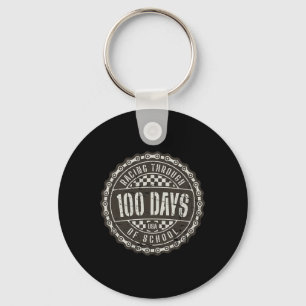 Racing Through 100 Days of School - Motorcycle Dir Keychain