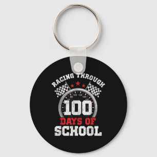 Racing Through 100 Days Of School Race Car 100th D Keychain