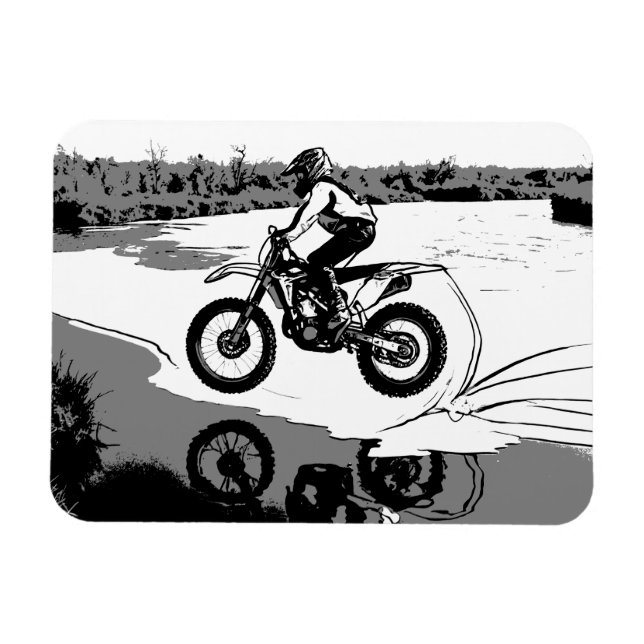 Racing Through Water - Motocross Rider Magnet (Horizontal)