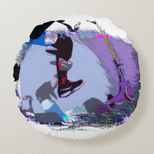 Racing To Scoot - Stunt Scooter   Round Pillow