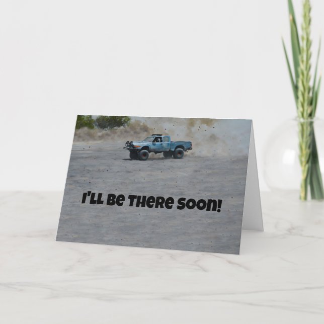 Racing Truck in the Dust Travel Friend Card (Front)