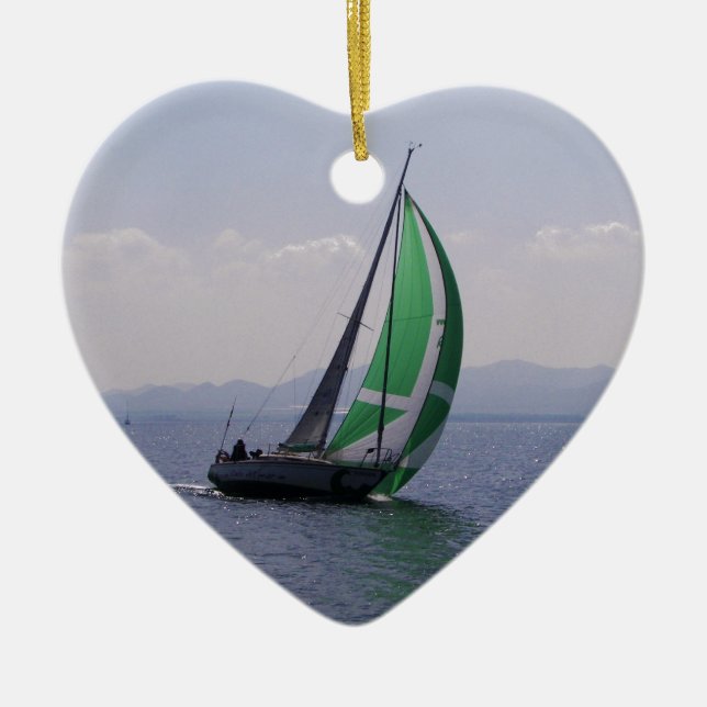 Racing yacht. ceramic ornament (Front)