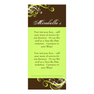 Rack Card Swirl Salon Spa Lime Green Brown
