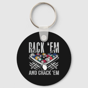 Rack Em And Crack Em Billiards Pool Tournaments Cu Keychain