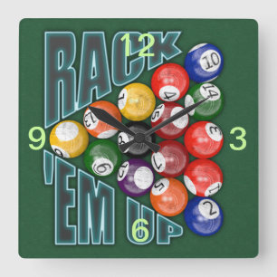 Rack Em Up Square Wall Clock