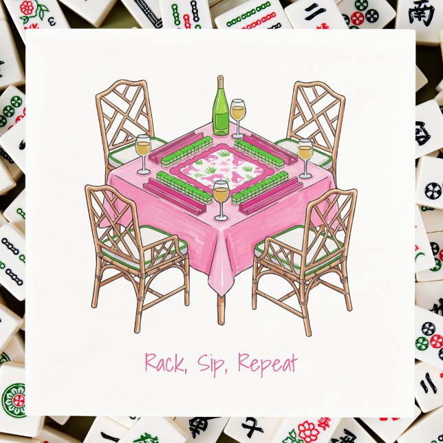 Rack Sip Repeat / Preppy Mahjong Wine Party Napkin (Creator Uploaded)