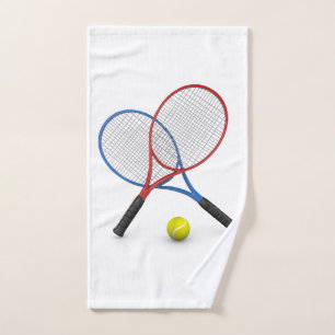 Rackets et ballon de tennis bleus et rouges 3D