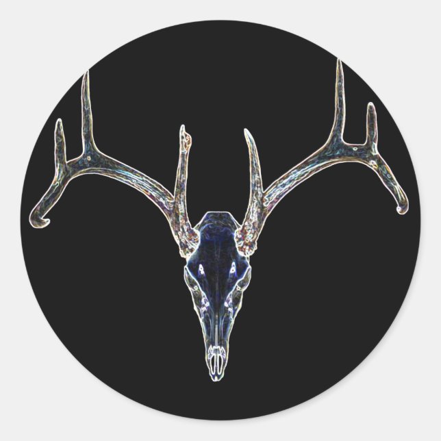 Rackgrafix Neon Buck Skull Sticker, Round Classic Round Sticker (Front)