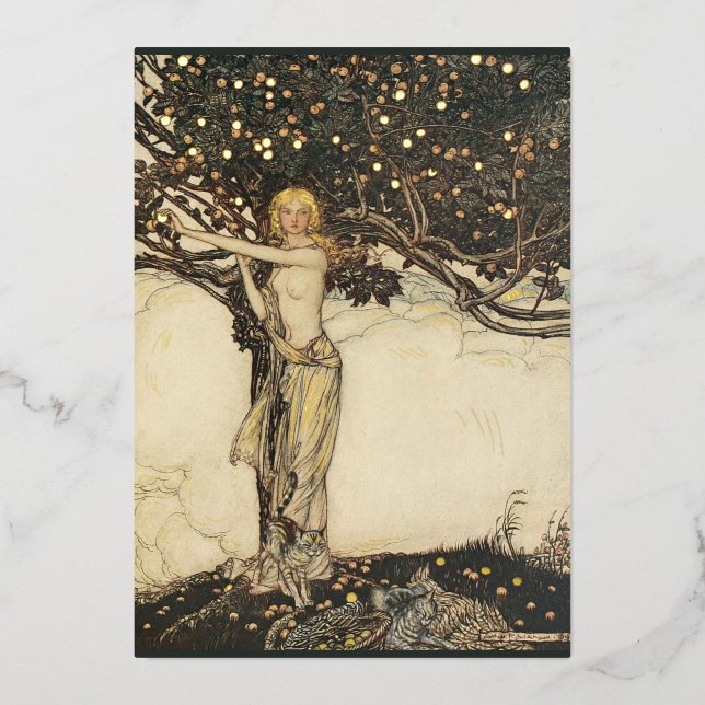 Rackham's Freya (Wagner) Gold Foil Postcards (Front)