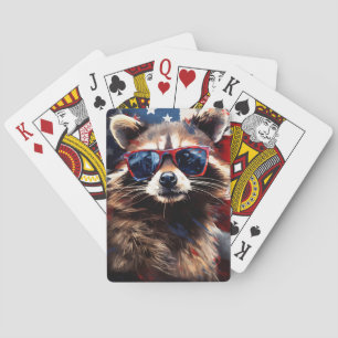 Racoon 4th of July Independence day Playing Cards