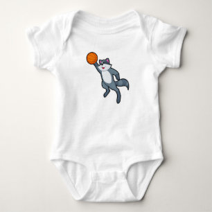 Racoon as Basketball player with Basketball Baby Bodysuit