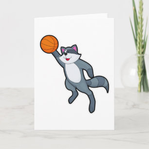 Racoon as Basketball player with Basketball Card