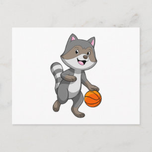 Racoon as Basketball player with Basketball Postcard