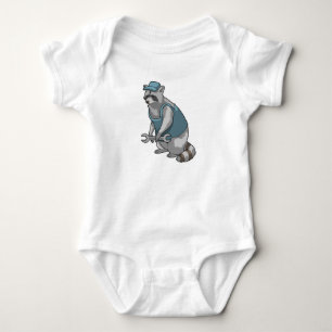 Racoon as Craftsman with Wrench Baby Bodysuit