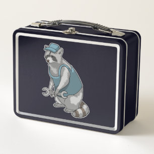 Racoon as Craftsman with Wrench Metal Lunch Box