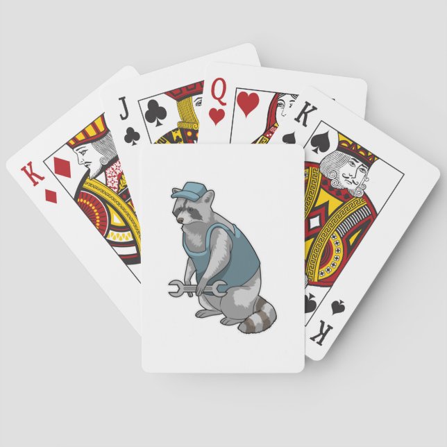 Racoon as Craftsman with Wrench Playing Cards (Back)