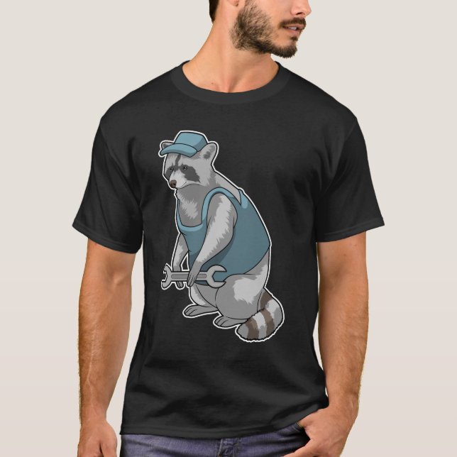 Racoon as Craftsman with Wrench T-Shirt (Front)