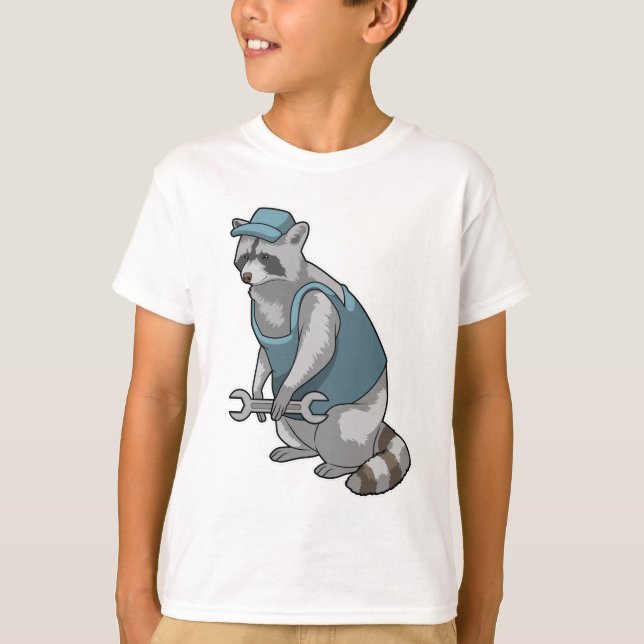 Racoon as Craftsman with Wrench T-Shirt (Front)