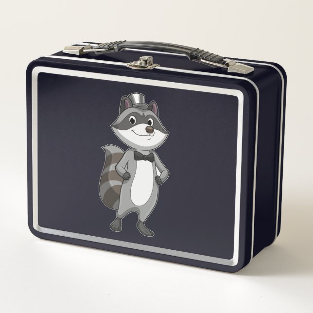 Racoon as Groom with Tie Metal Lunch Box (Front)