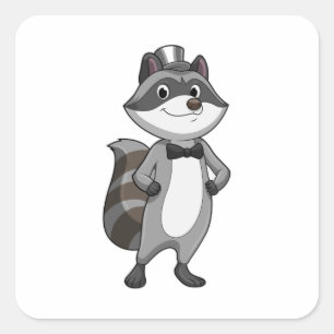 Racoon as Groom with Tie Square Sticker