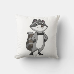 Racoon as Groom with Tie Throw Pillow