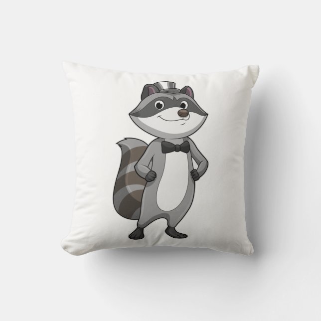 Racoon as Groom with Tie Throw Pillow (Front)