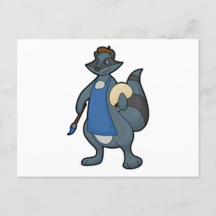 Racoon as Painter with Paintbrush Postcard