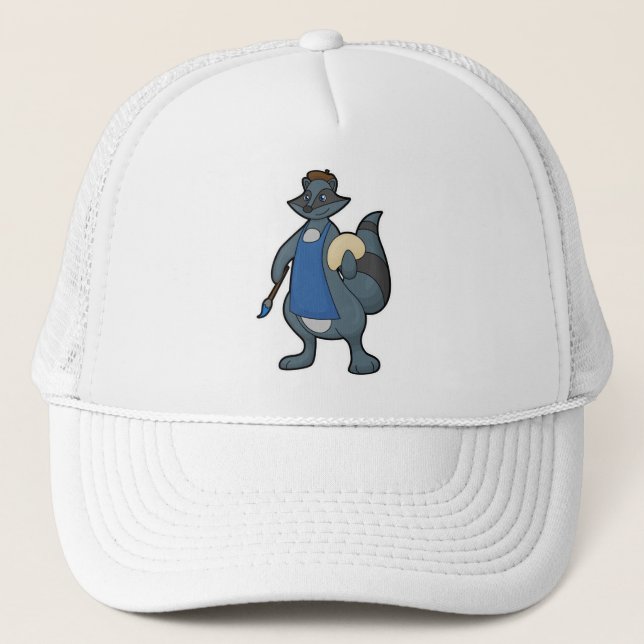 Racoon as Painter with Paintbrush Trucker Hat (Front)