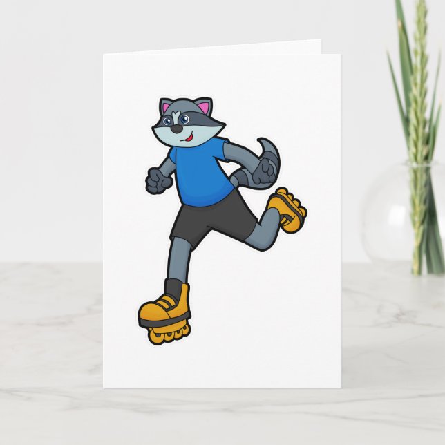 Racoon as Skater with Inline skates Card (Front)