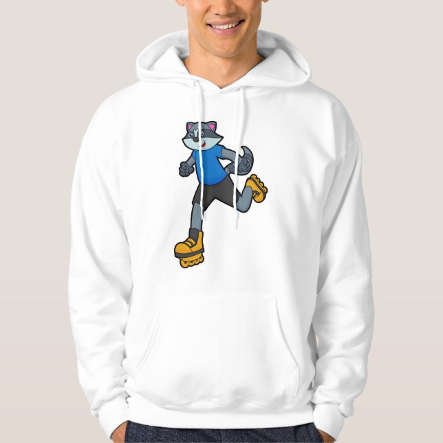 Racoon as Skater with Inline skates Hoodie (Front)