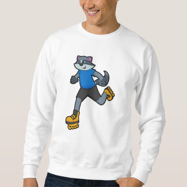 Racoon as Skater with Inline skates Sweatshirt (Front)