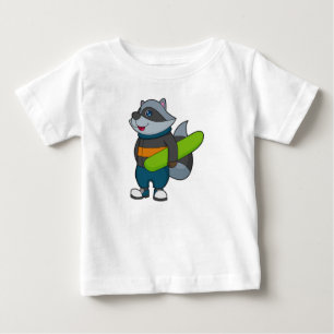Racoon as Snowboarder with Snowboard Baby T-Shirt