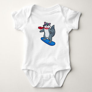 Racoon as Snowboarder with Snowboard & Scarf Baby Bodysuit