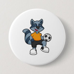 Racoon as Soccer player with Soccer ball 3 Inch Round Button