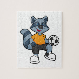 Racoon as Soccer player with Soccer ball Jigsaw Puzzle