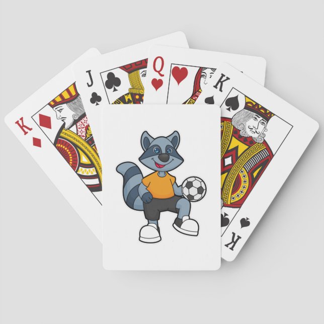 Racoon as Soccer player with Soccer ball Playing Cards (Back)
