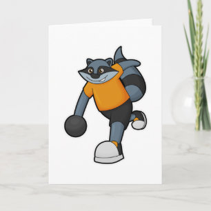Racoon at Bowling with Bowling ball Card