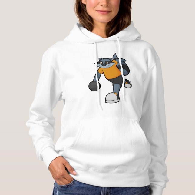 Racoon at Bowling with Bowling ball Hoodie (Front)