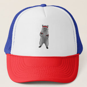Racoon at Fitness with Dumbbells Trucker Hat