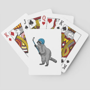 Racoon at Ice hockey with Ice hockey stick Playing Cards