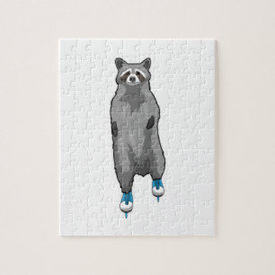 Racoon at Ice skating with Ice skates Jigsaw Puzzle