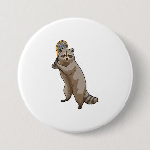 Racoon at Tennis with Tennis racket 3 Inch Round Button
