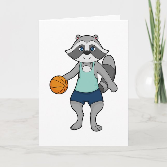 Racoon Basketball player Basketball Card (Front)