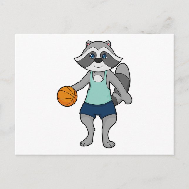 Racoon Basketball player Basketball Postcard (Front)