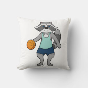 Racoon Basketball player Basketball Throw Pillow