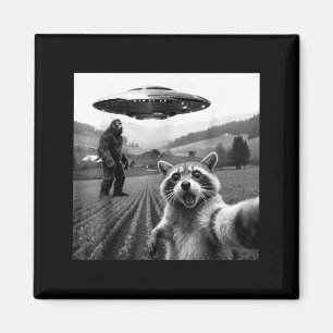 Racoon Bigfoot Selfie Ufo Funny Racoon Alien Bigfo Magnet