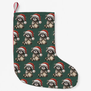 Racoon Christmas Animal Santa Hat Xmas Small Christmas Stocking